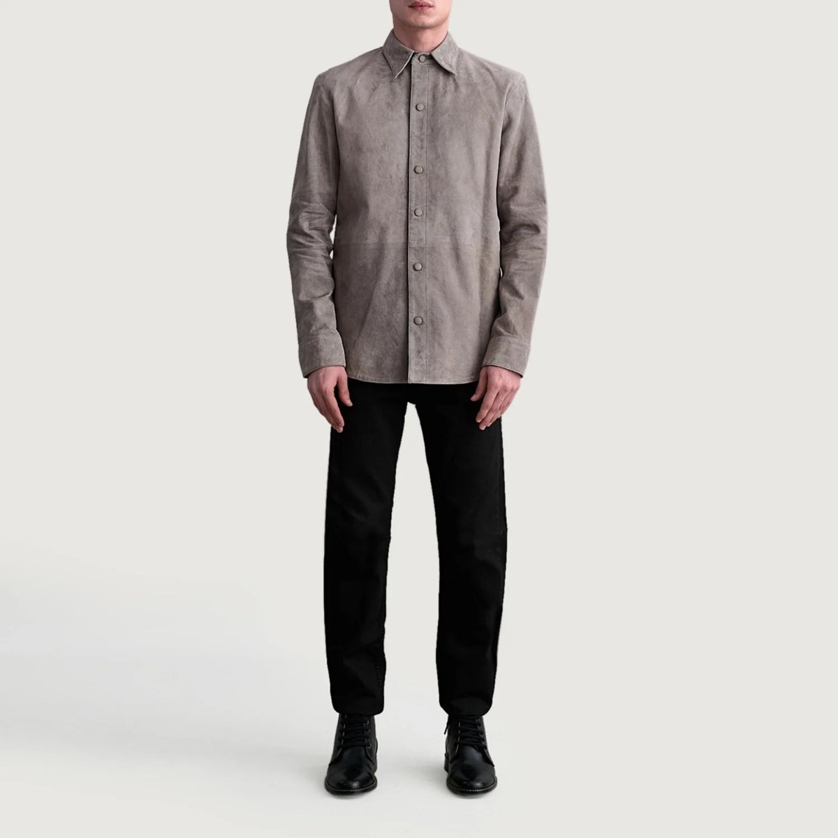Haven Grey Suede Leather Shirt - Image 3