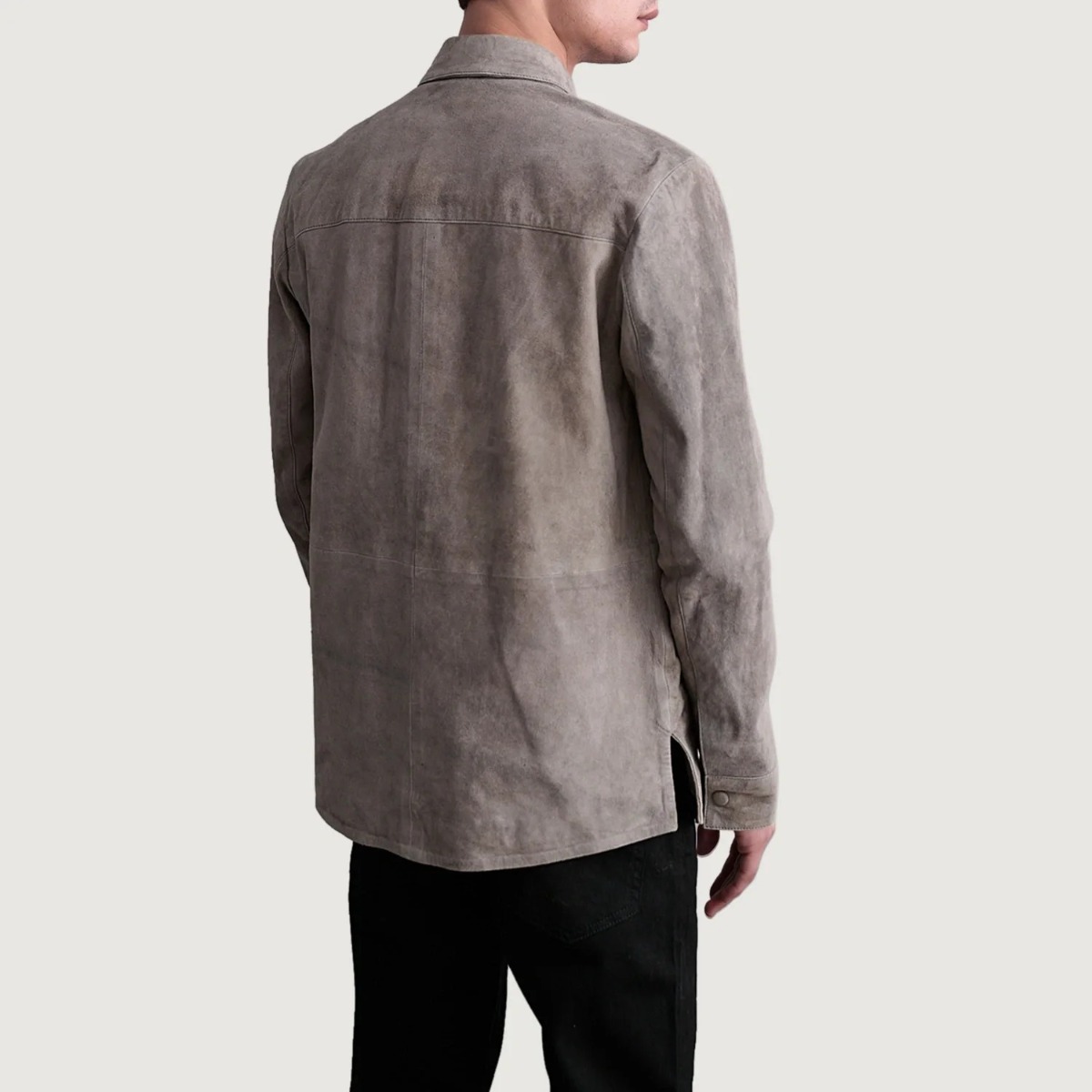 Haven Grey Suede Leather Shirt - Image 5
