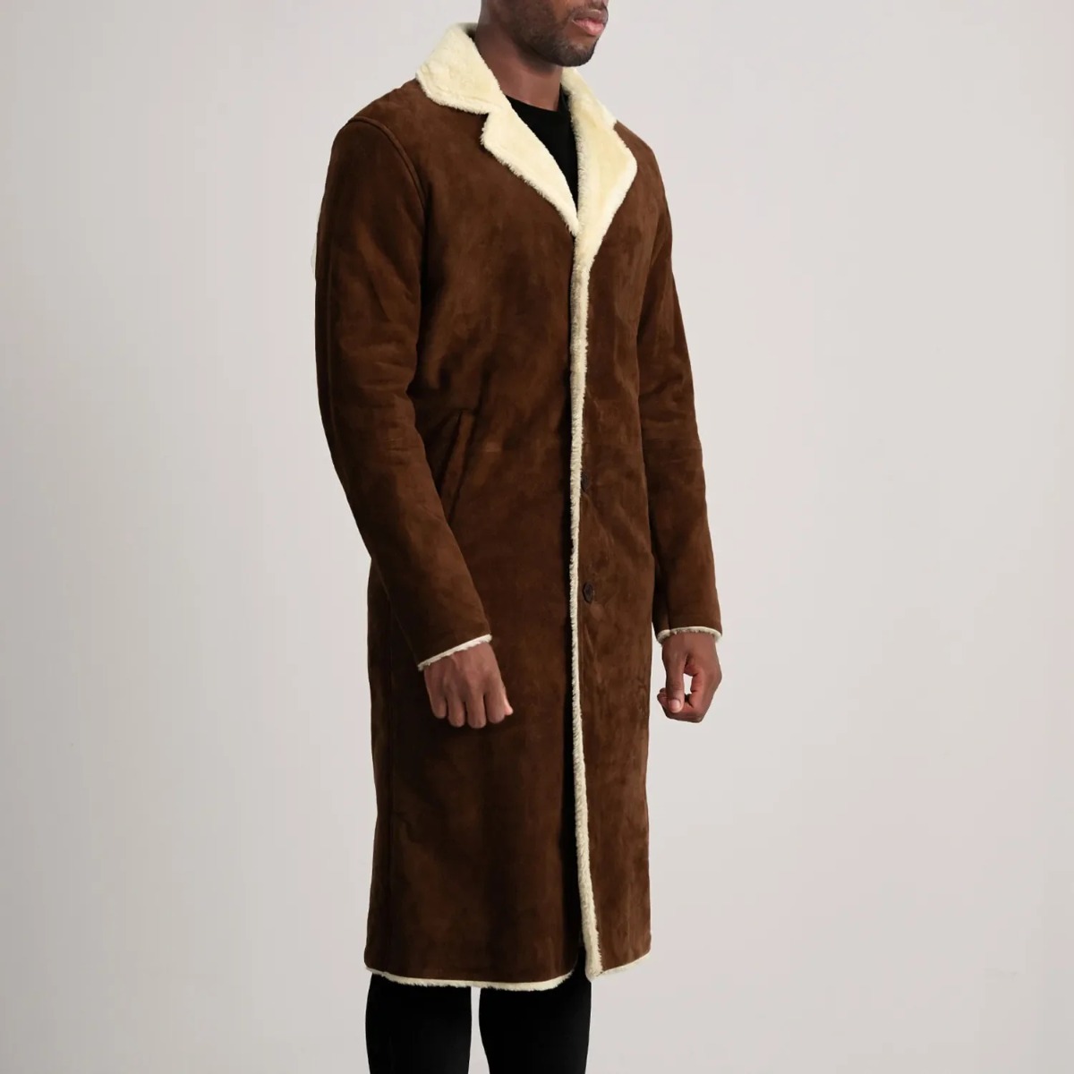 Kolby Brown Suede Shearling Coat - Image 2