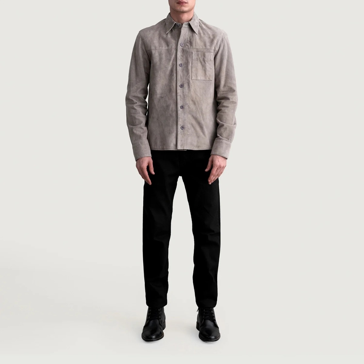 Scout Grey Suede Leather Shirt - Image 2