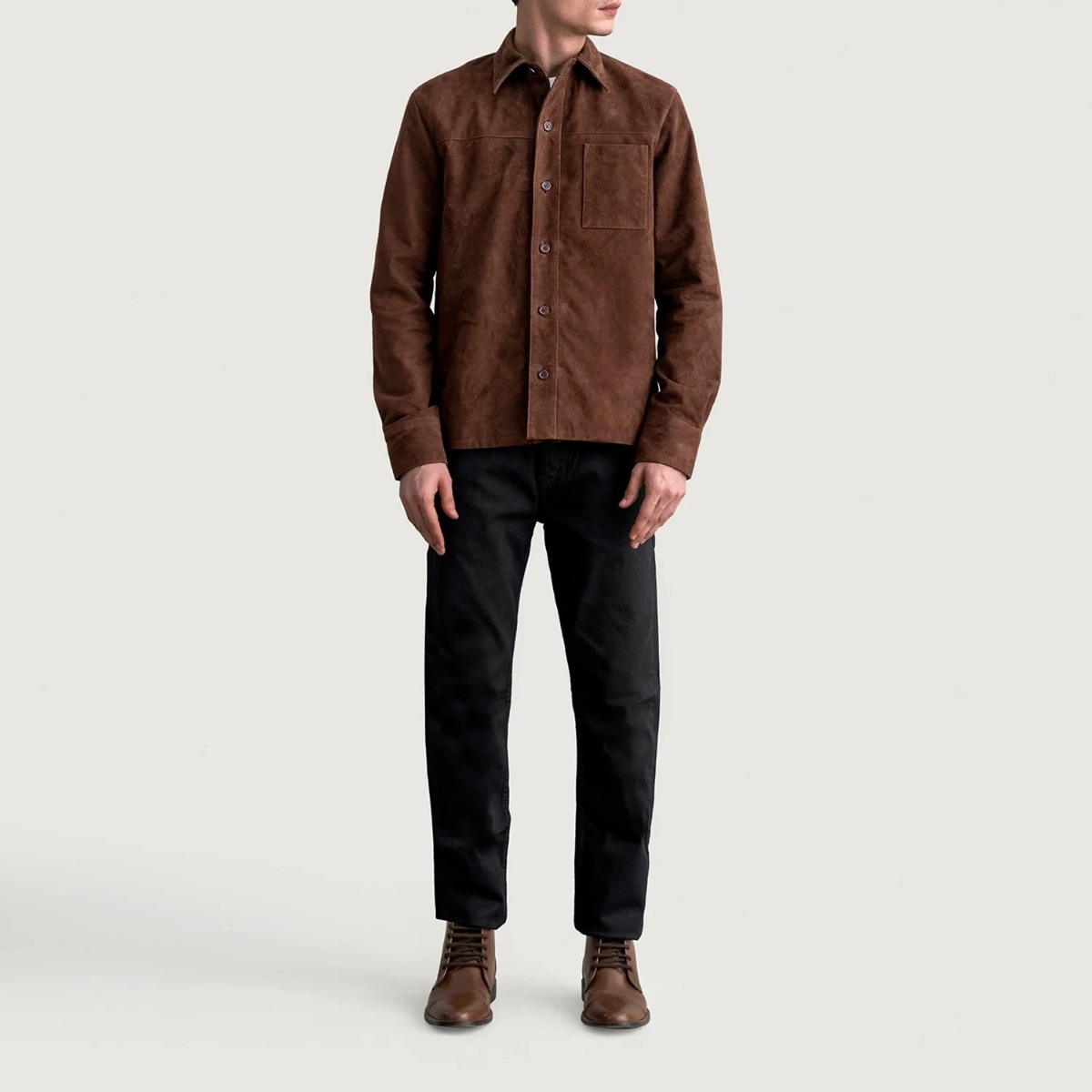 Scout Mocha Suede Leather Shirt - Image 2