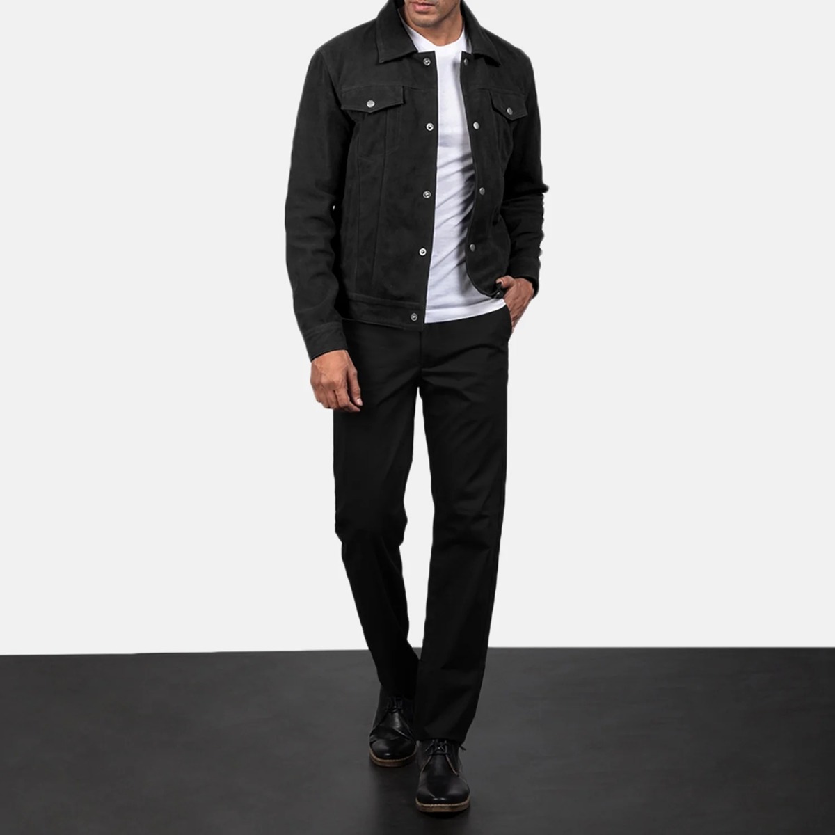 Stallon Black Suede Trucker Jacket - Image 4