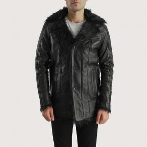 Furcliff Black Leather Coats