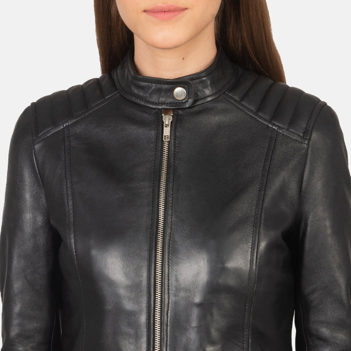 Kelsee Black Leather Biker Jackets - Image 6