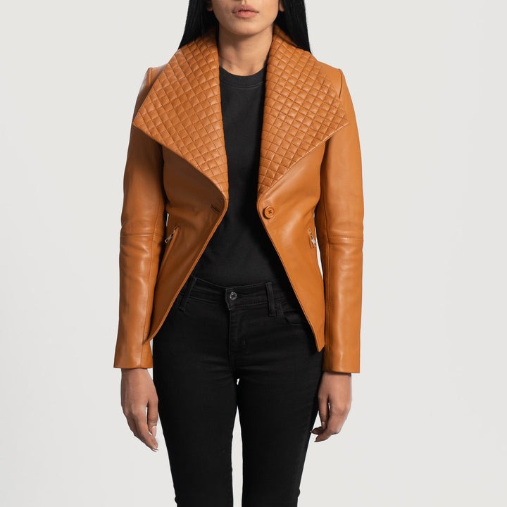 Lee Tan Brown Leather Blazers - Image 6