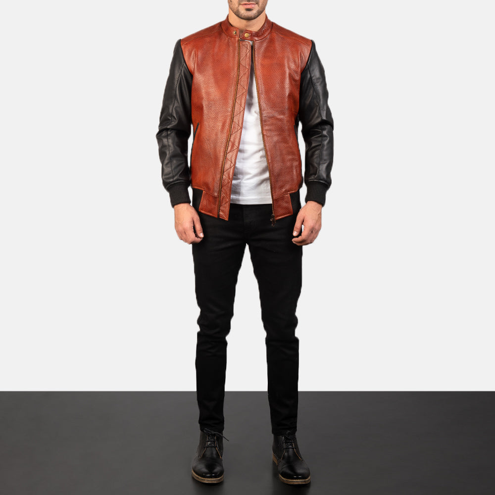 Avan Leather Bomber Jacket - Image 3