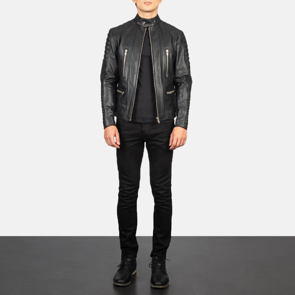 Damian Black Leather Biker Jackets - Image 2
