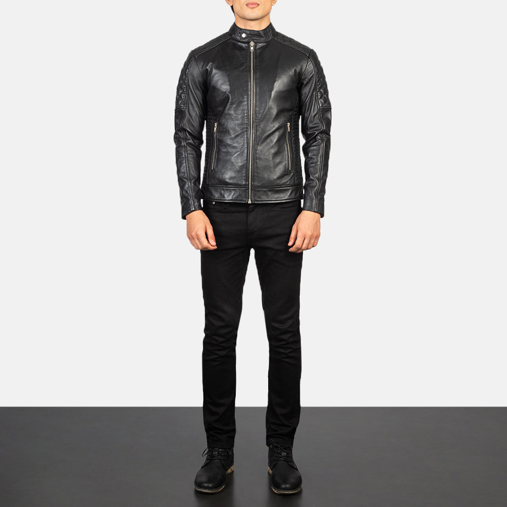 Fernando Quilted Black Leather Biker Jackets - Image 2