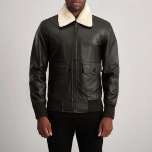 Airin G-1 Brown & Cream Leather Bomber Jacket