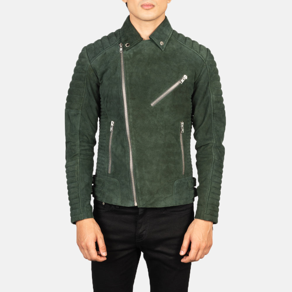 Armand Green Suede Biker Jacket - Image 6