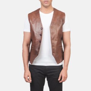 Auden Brown Leather Vests