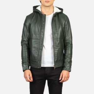 Baston Hooded Leather Bomber Jacket