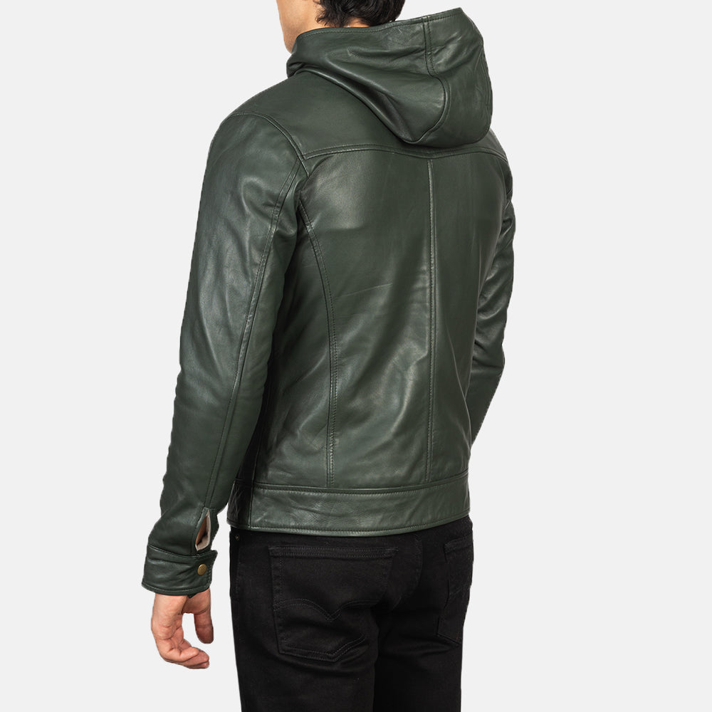 Baston Hooded Leather Bomber Jacket - Image 6