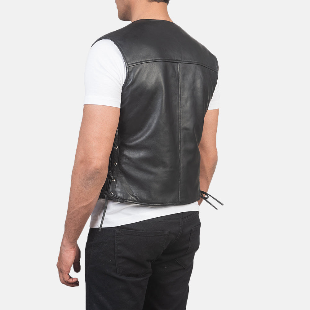 Brandon Black Leather Vests - Image 5