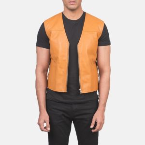 Brandon Tan Brown Leather Vests