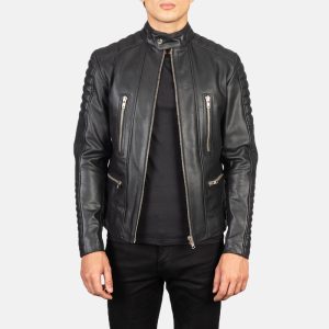 Damian Black Leather Biker Jackets
