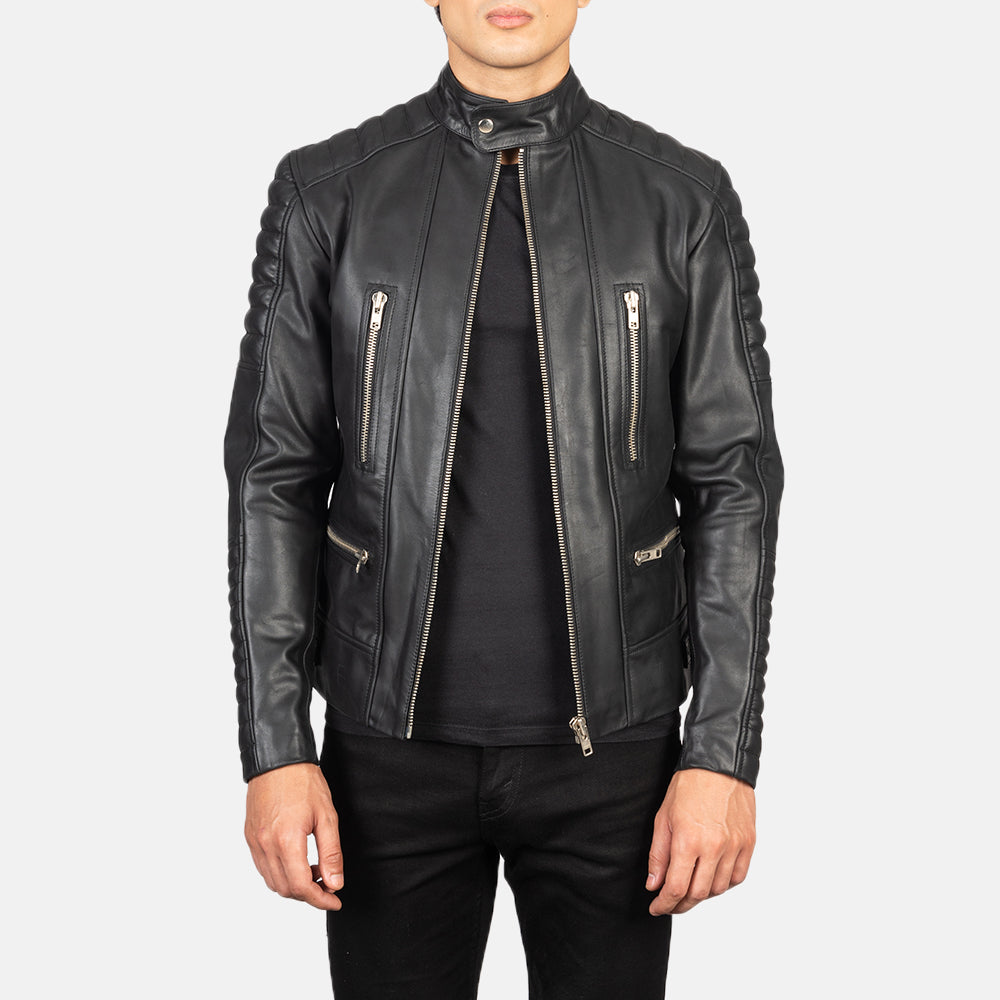 Damian Black Leather Biker Jackets