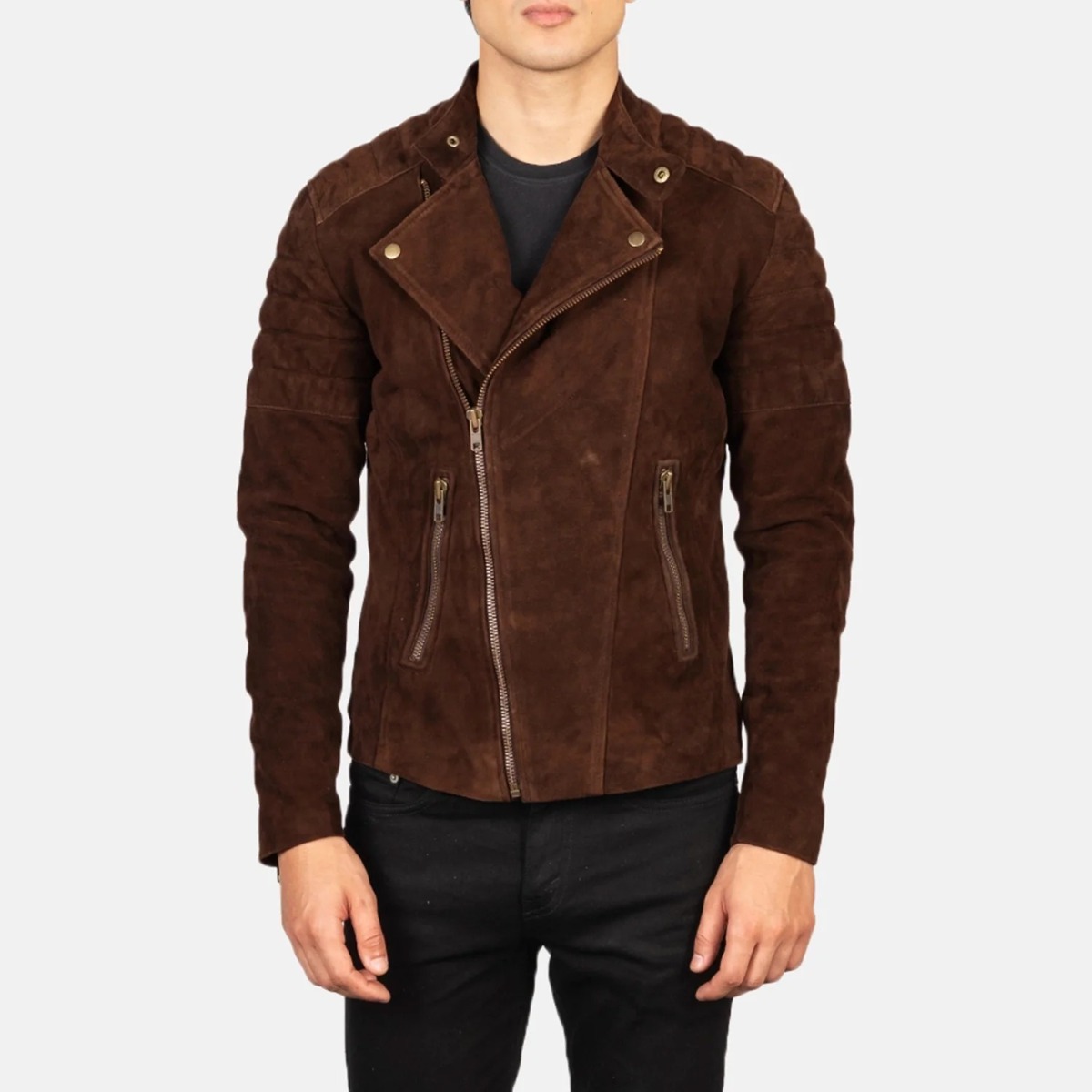 Faisor Mocha Suede Biker Jackets
