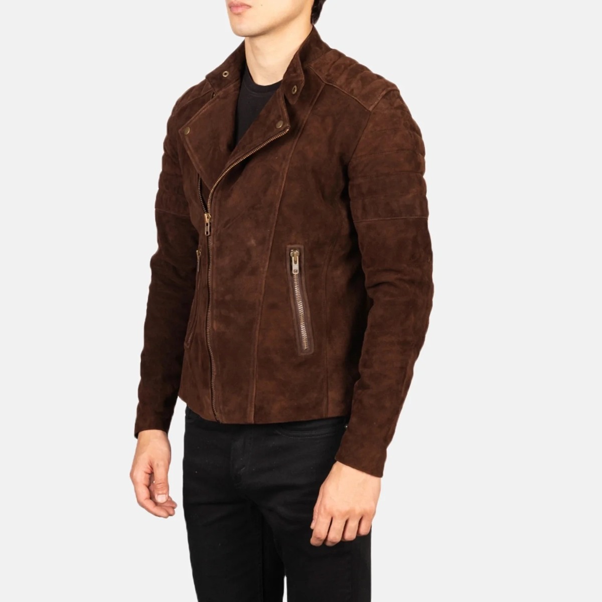 Faisor Mocha Suede Biker Jackets - Image 3