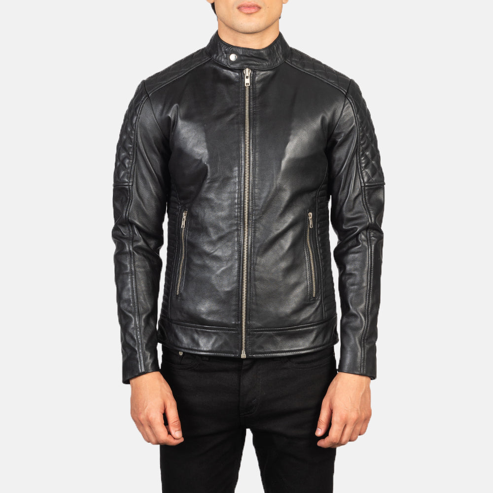 Fernando Quilted Black Leather Biker Jackets - Image 4