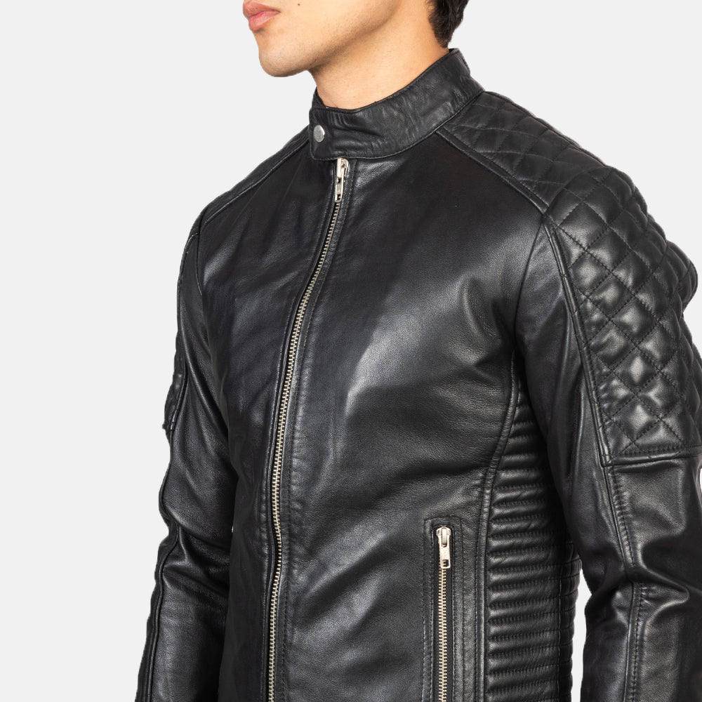 Fernando Quilted Black Leather Biker Jackets - Image 5