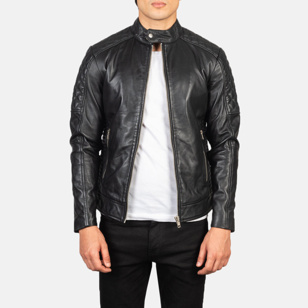 Fernando Quilted Black Leather Biker Jackets