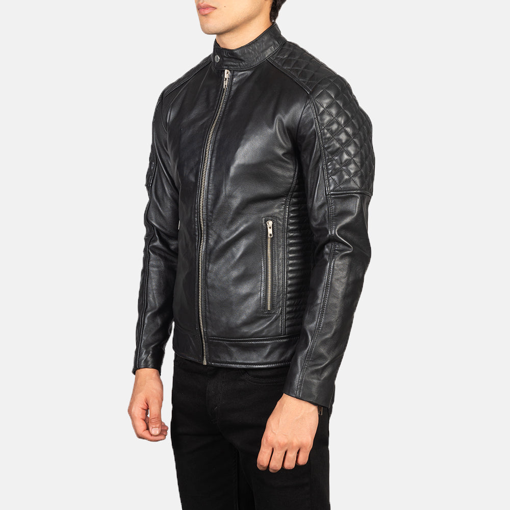 Fernando Quilted Black Leather Biker Jackets - Image 3