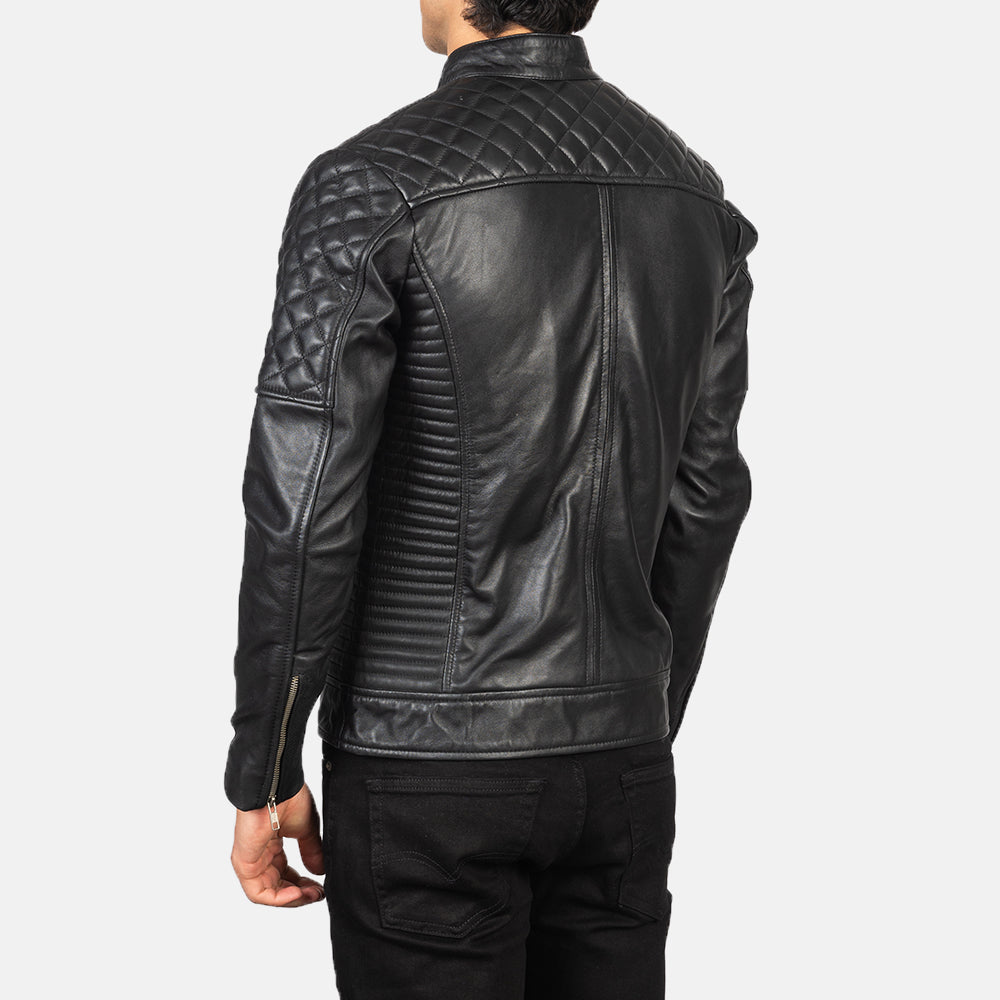 Fernando Quilted Black Leather Biker Jackets - Image 6