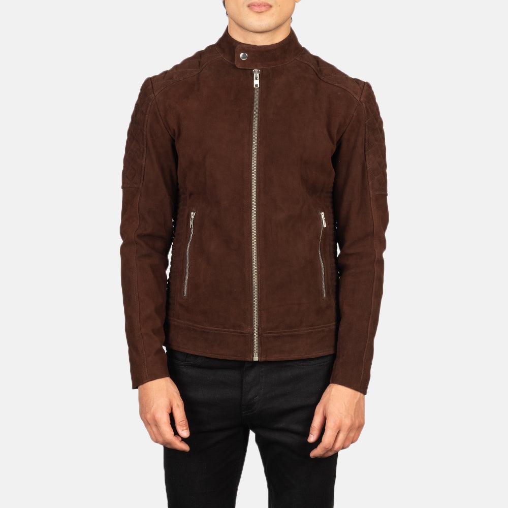 Fernando Quilted Mocha Suede Biker Jackets - Image 3