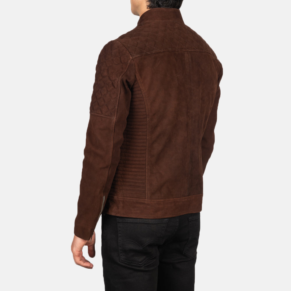 Fernando Quilted Mocha Suede Biker Jackets - Image 6