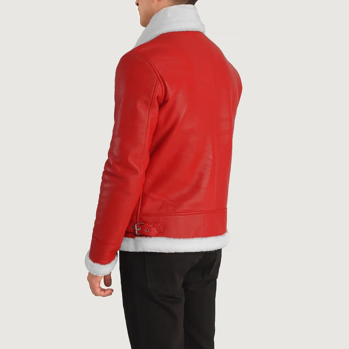 Francis B-3 Red Leather Bomber Jacket - Image 5