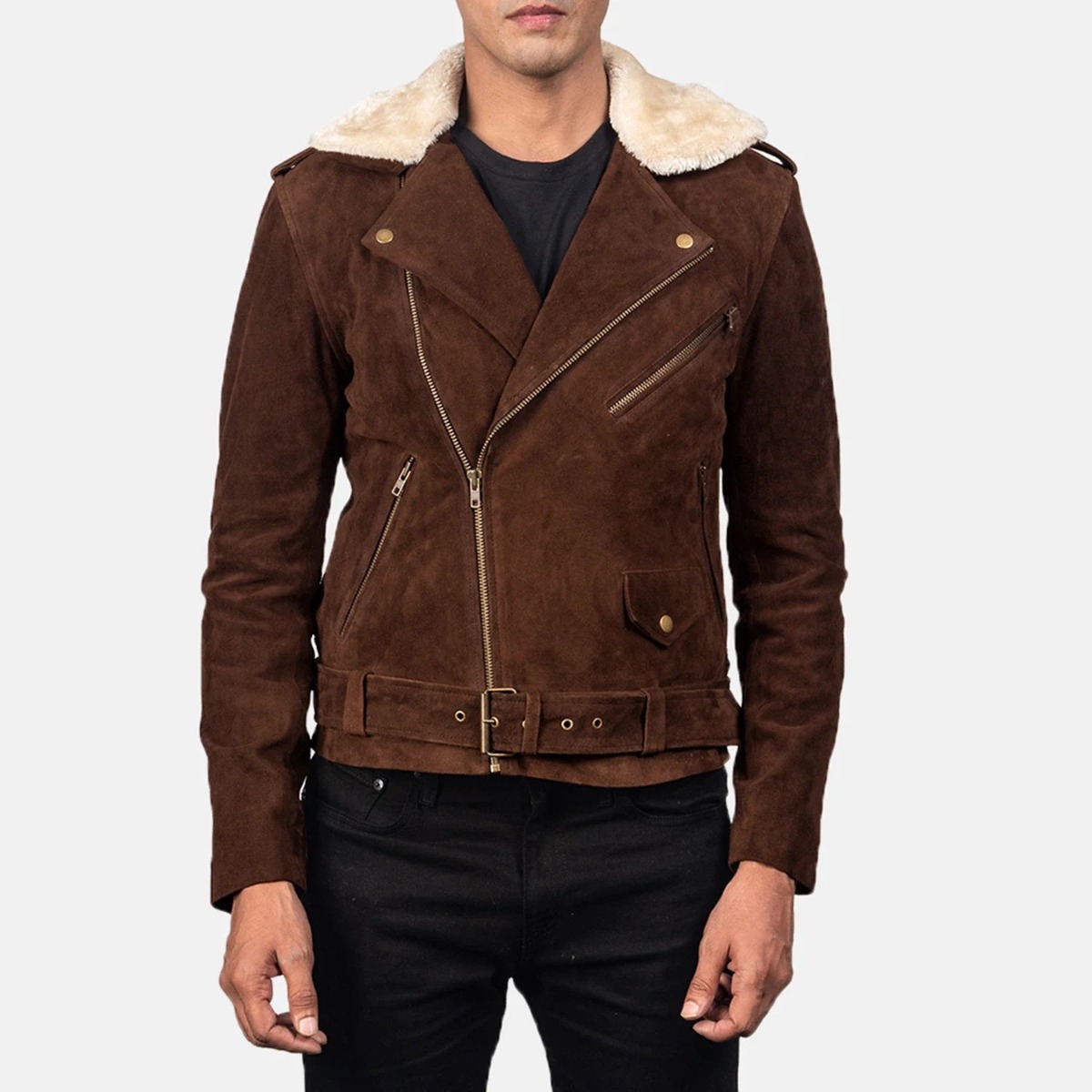 Furton Mocha Suede Biker Jackets - Image 3