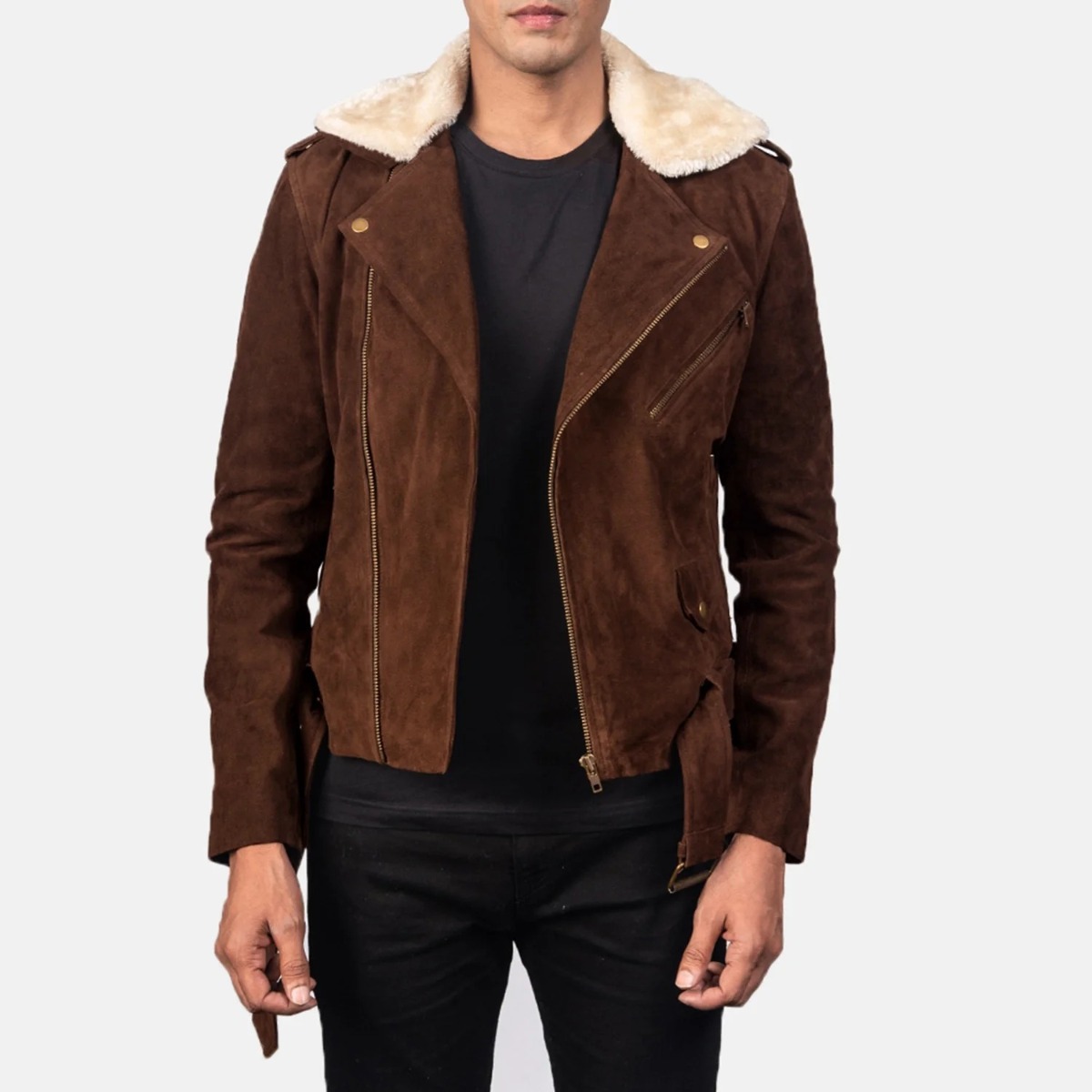 Furton Mocha Suede Biker Jackets
