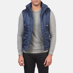 Fuston Blue Hooded Puffer Vests