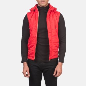 Fuston Red Hooded Puffer Vests