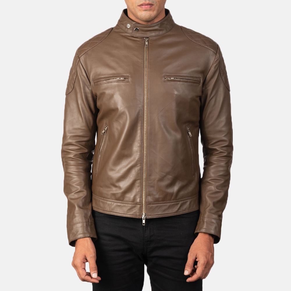 Gatsby Mocha Brown Leather Biker Jackets - Image 4