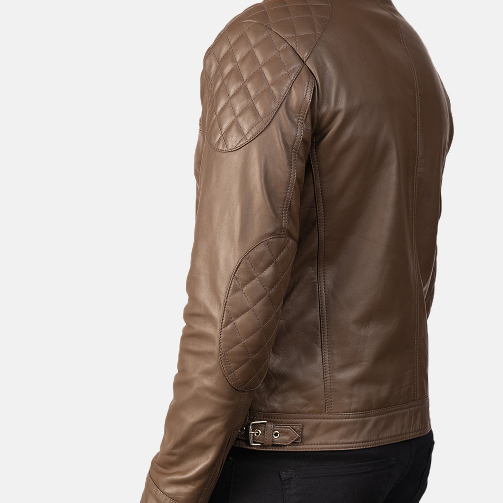 Gatsby Mocha Brown Leather Biker Jackets - Image 6