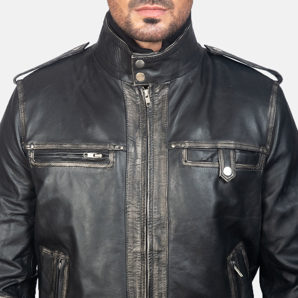 Glen Street Black Leather Bomber Jackets - Image 5
