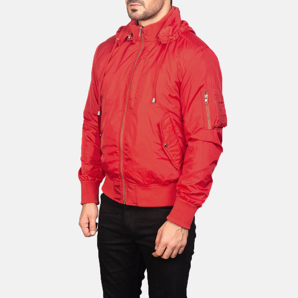 Hanklin Ma-1 Red Hooded Bomber Jacket - Image 5
