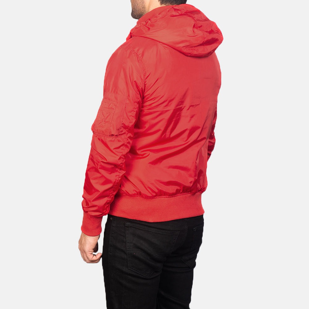 Hanklin Ma-1 Red Hooded Bomber Jacket - Image 4