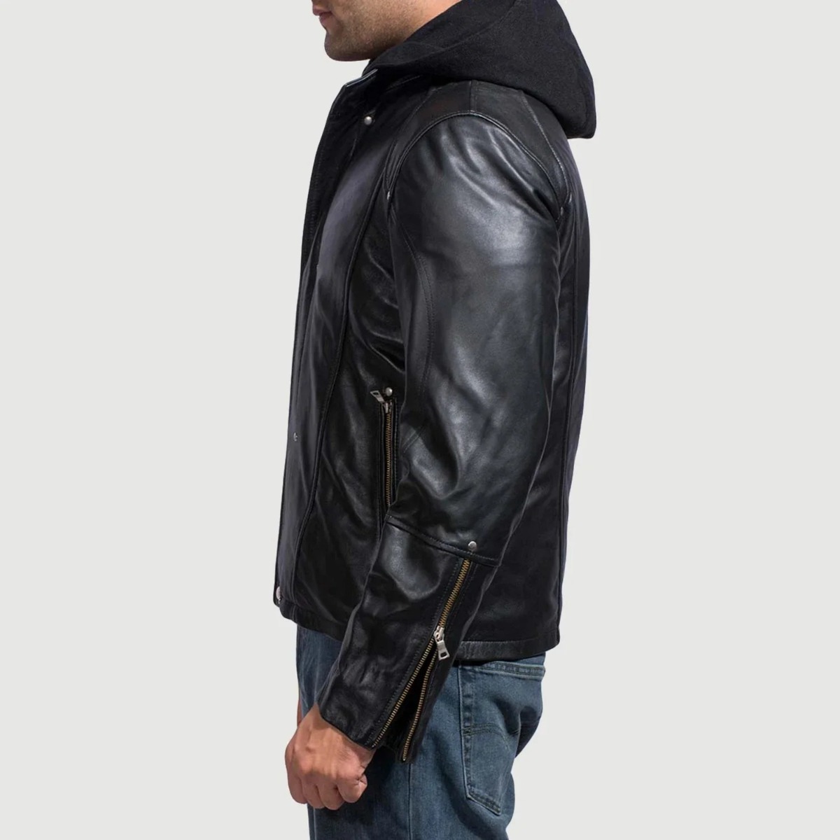 Highschool Black Hooded Leather Jackets - Image 3