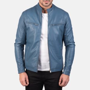 Ionic Blue Leather Jackets