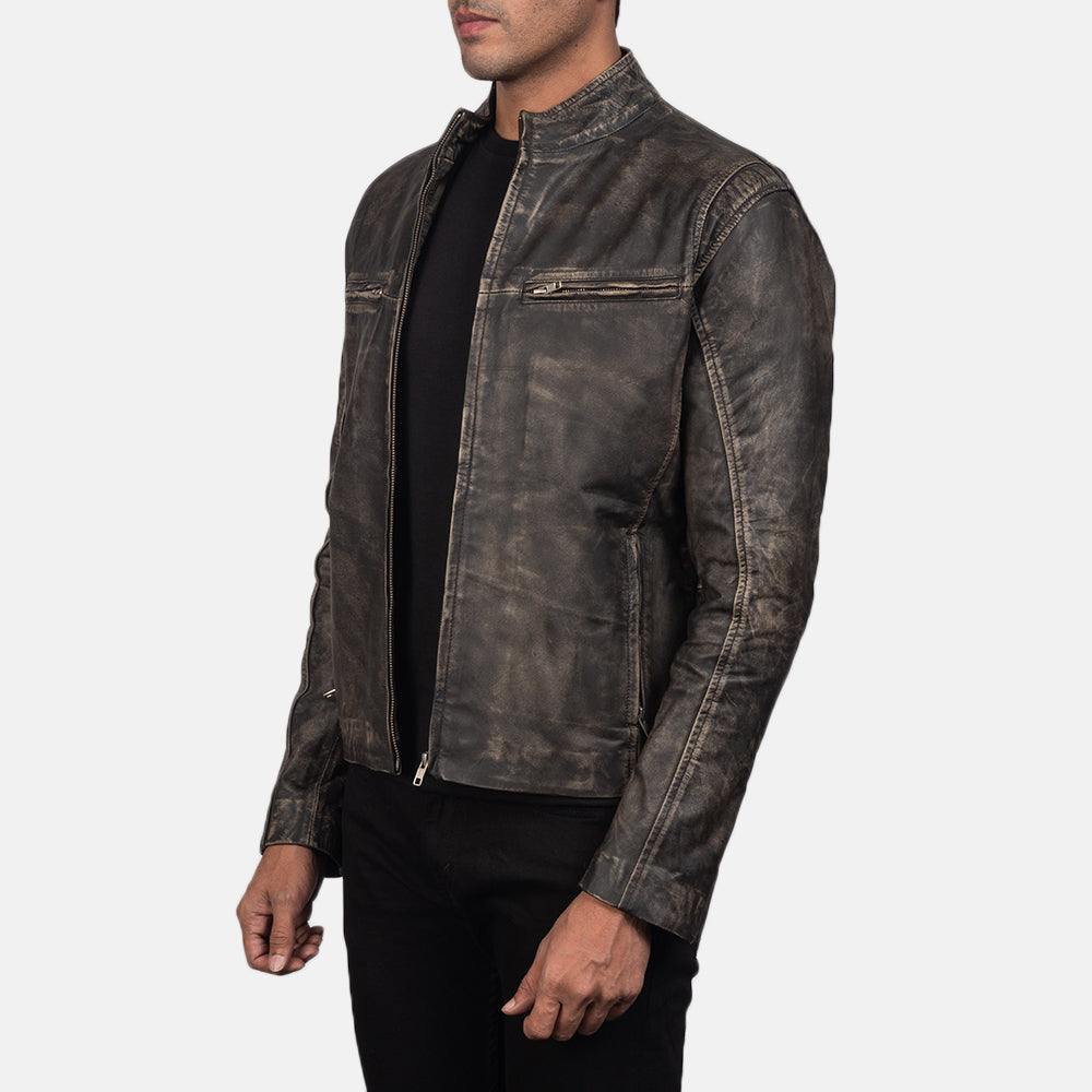 Ionic Distressed Brown Leather Jackets - Image 3