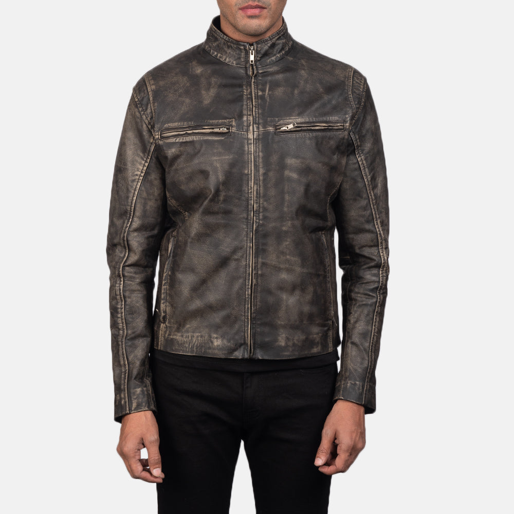 Ionic Distressed Brown Leather Jackets - Image 4