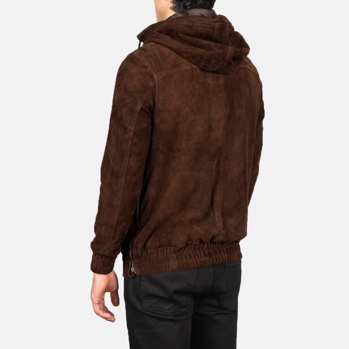 Kenton Hooded Mocha Suede Pullover Jacket - Image 4