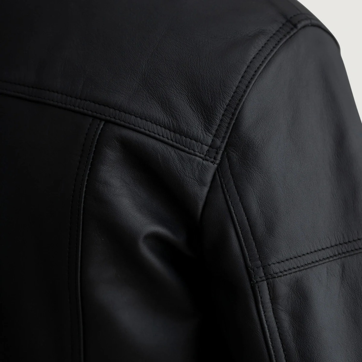 Lavendard Matte Black Leather Biker Jacket - Image 5