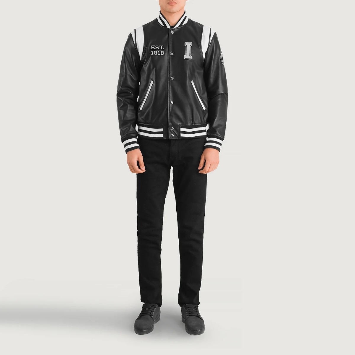 Liberte Illinois Black Leather Varsity Jackets - Image 2