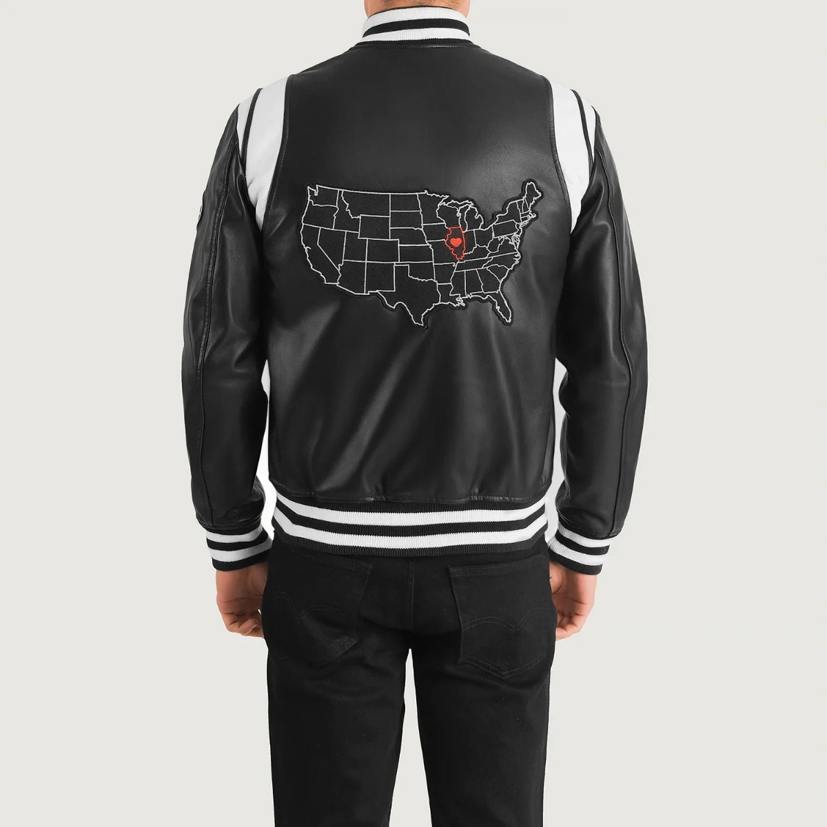 Liberte Illinois Black Leather Varsity Jackets - Image 5