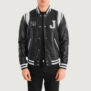 Liberte New Jersey Black Leather Varsity Jackets