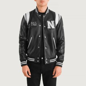 Liberte New York Black Leather Varsity Jackets